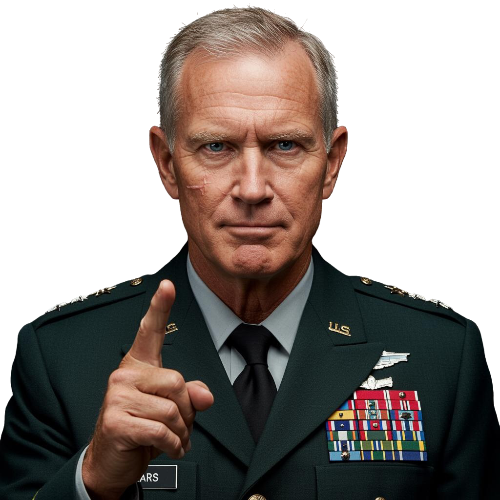 Colonel Jack with slight smile